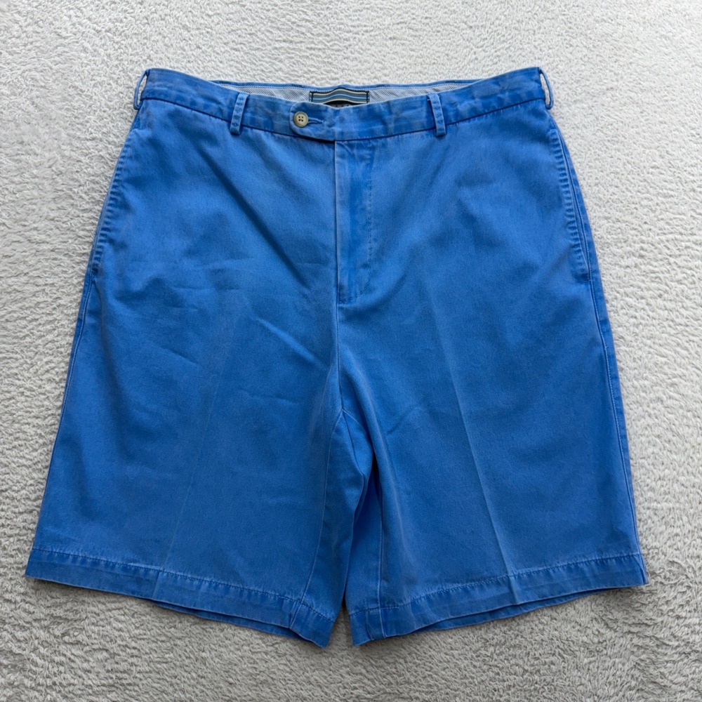 Peter Millar Mens 33 Blue Pima Cotton Flat Front Chino Golf Shorts Peru